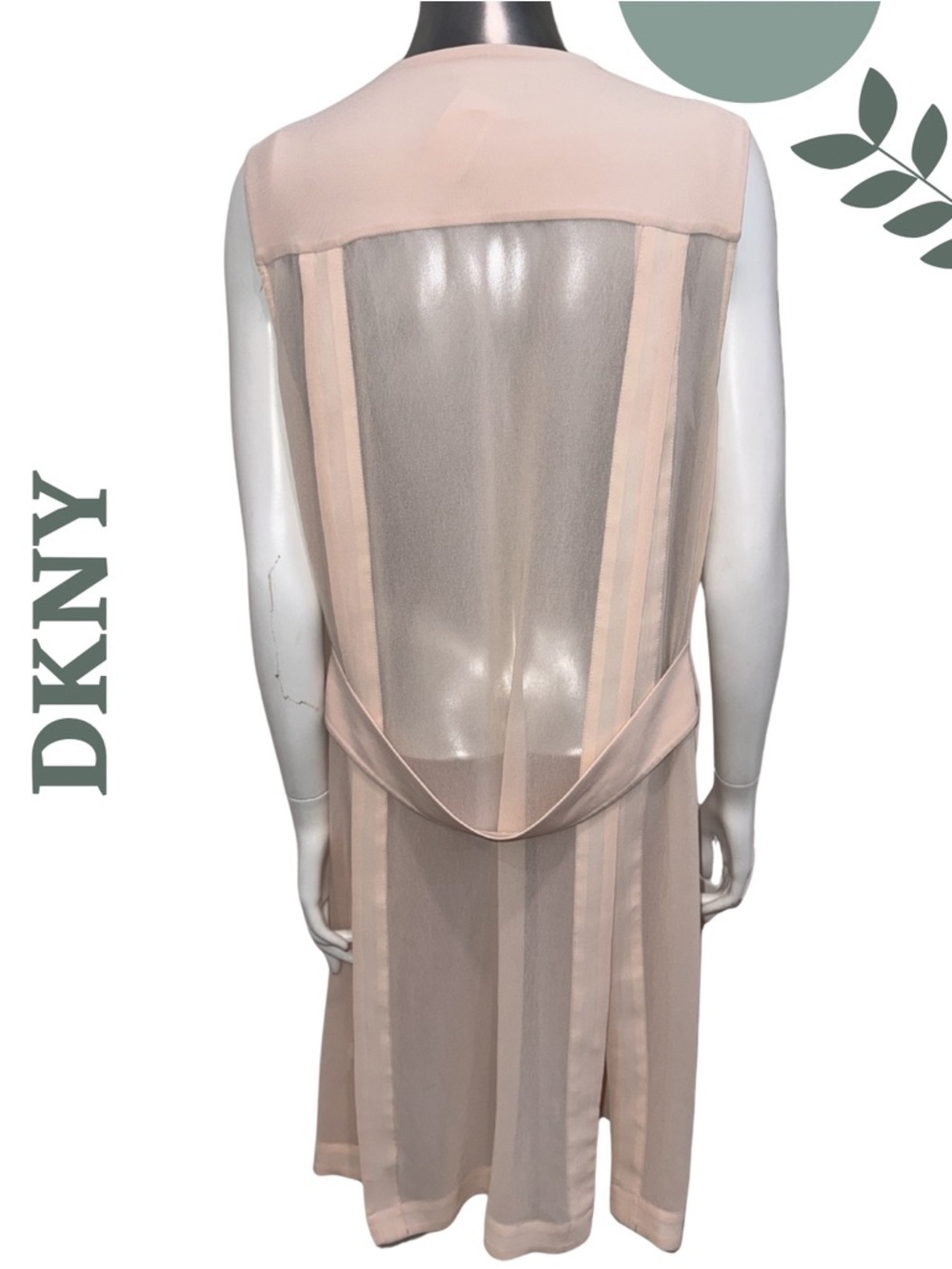 DKNY Blush Pink Sleeveless Duster Vest Size Medium - Picture 5 of 7